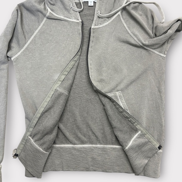 James Perse Hoodie Womens 2 Gray Full Zip 100% Cotton Made USA Sweatshirt Terry - Picture 6 of 13